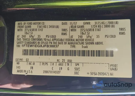 2018 Ford F-150 Xlt from USA, damaged, VIN 1FTEW1EGXJFB38837